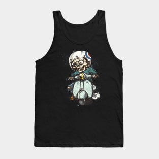 Skeleton on Scooter Funny Moped Tank Top